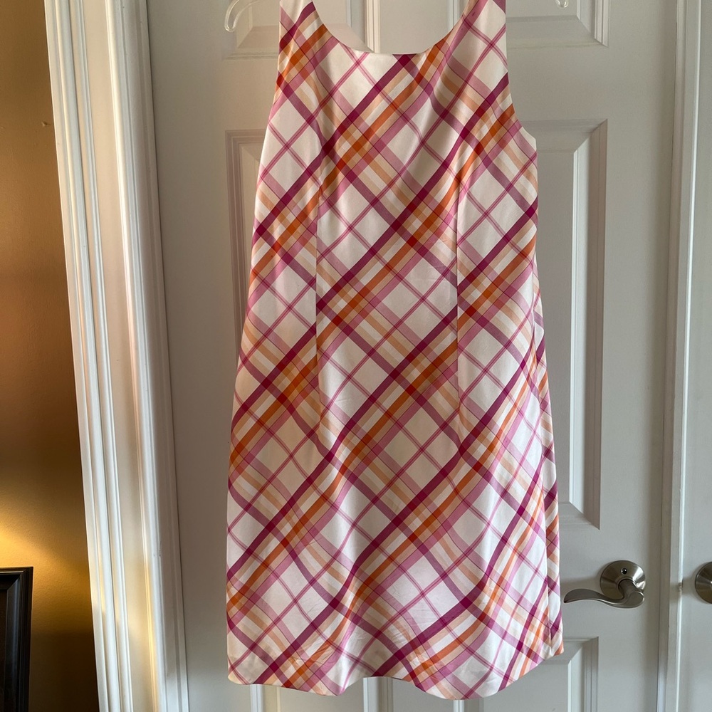 Plaid Pink and Orange Womens lined Dress